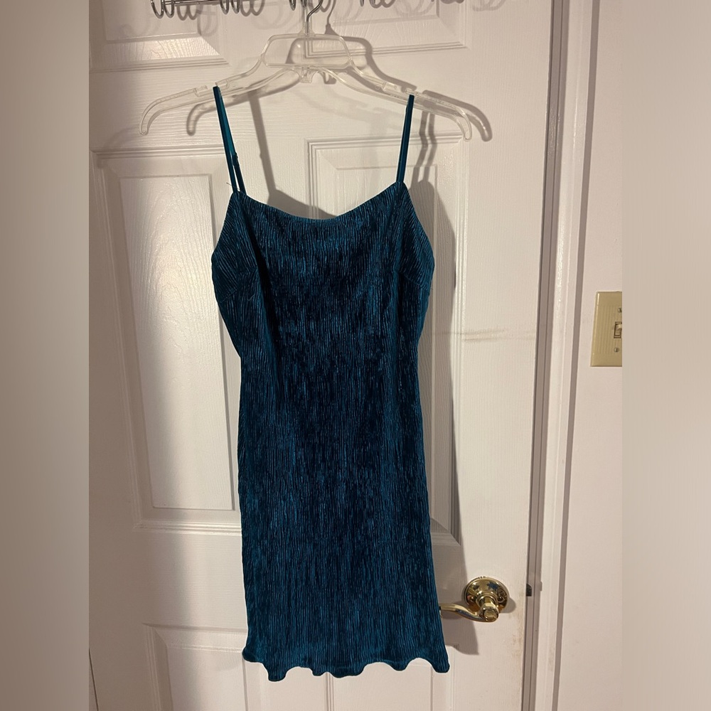 LUSH turquoise ribbed mini dress (M)